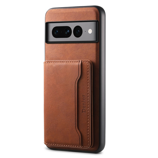 For Google Pixel 7 Pro 5G Denior D13 Retro Texture Leather MagSafe Card Bag Phone Case(Brown) by Denior