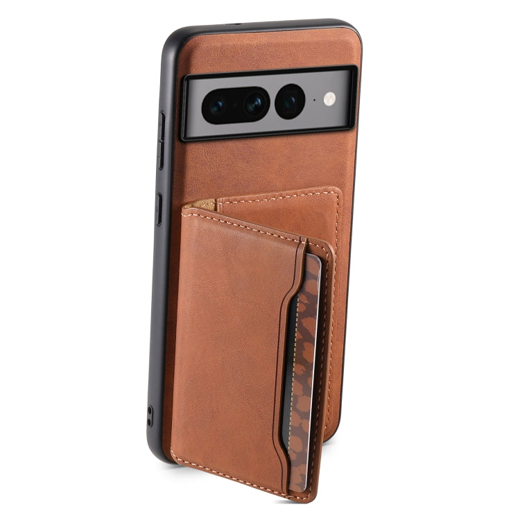 For Google Pixel 7 Pro 5G Denior D13 Retro Texture Leather MagSafe Card Bag Phone Case(Brown) by Denior