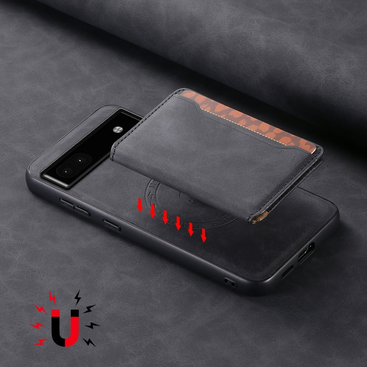 For Google Pixel 6a Denior D13 Retro Texture Leather MagSafe Card Bag Phone Case(Black) by Denior