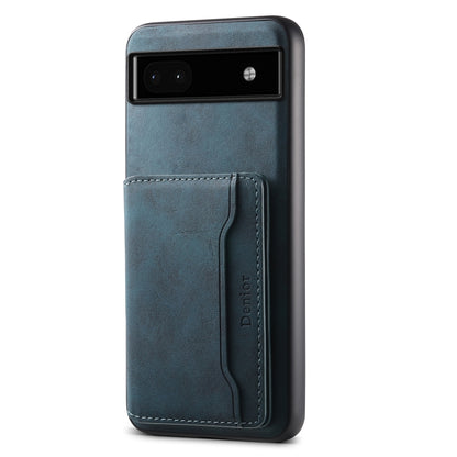 For Google Pixel 6a Denior D13 Retro Texture Leather MagSafe Card Bag Phone Case(Blue) by Denior