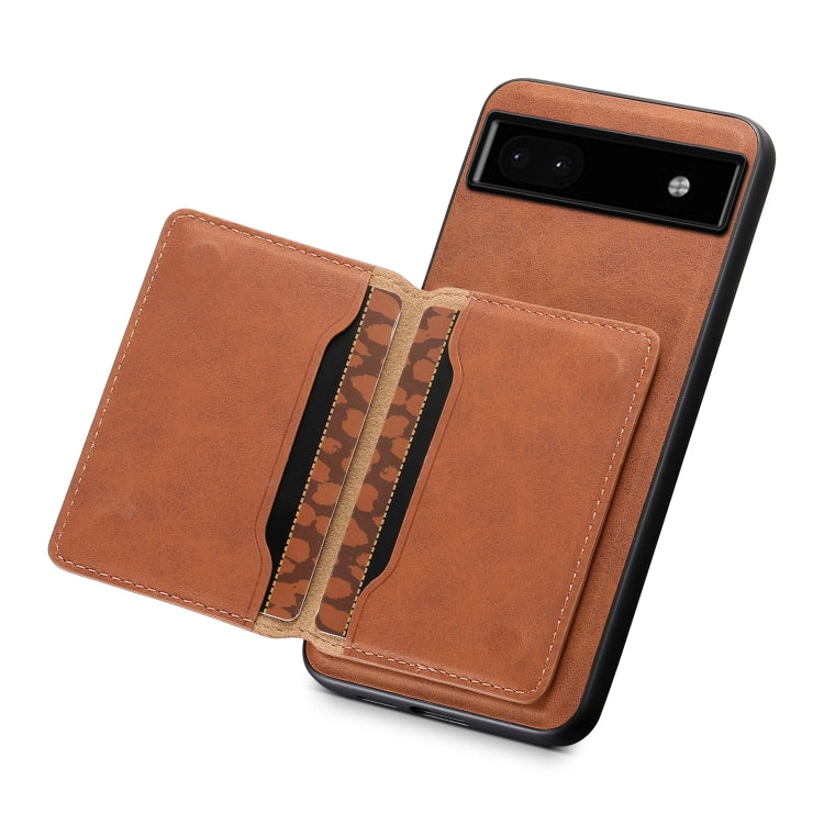For Google Pixel 6a Denior D13 Retro Texture Leather MagSafe Card Bag Phone Case(Brown) by Denior