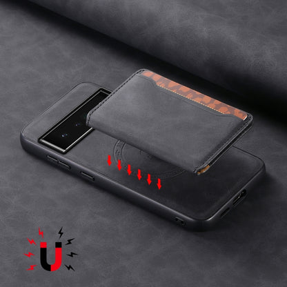 For Google Pixel 6 Pro Denior D13 Retro Texture Leather MagSafe Card Bag Phone Case(Black) by Denior