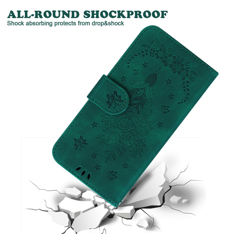 For iPhone 16e Butterfly Rose Embossed Leather Phone Case(Green) by bashfashion