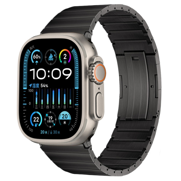 For Apple Watch Ultra 49mm PG60 Single Bead Bamboo Joint Titanium Metal Watch Band(Graphite Black) by bashfashion