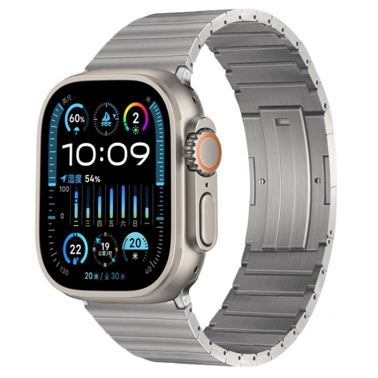 For Apple Watch Ultra 49mm PG60 Single Bead Bamboo Joint Titanium Metal Watch Band(Silver) by bashfashion