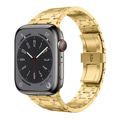 For Apple Watch SE 2023 44mm PG94 Dual-link Modified Stainless Steel Watch Band(Gold) by bashfashion