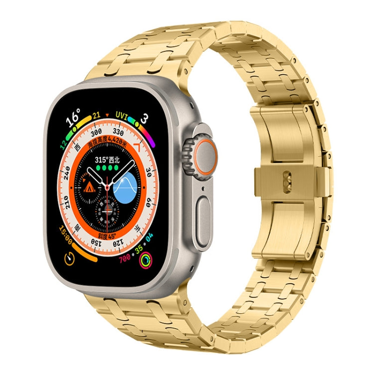 For Apple Watch Ultra 49mm PG94 Dual-link Modified Stainless Steel Watch Band(Gold) by bashfashion