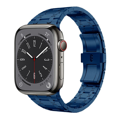 For Apple Watch Series 8 41mm PG94 Dual-link Modified Stainless Steel Watch Band(Blue) by bashfashion