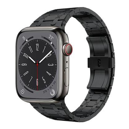 For Apple Watch SE 44mm PG94 Dual-link Modified Stainless Steel Watch Band(Black) by bashfashion