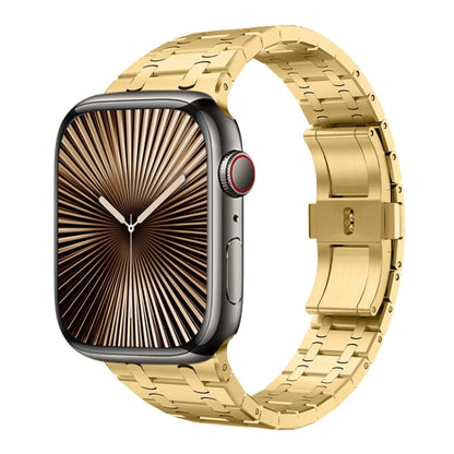 For Apple Watch Series 10 42mm PG94 Dual-link Modified Stainless Steel Watch Band(Gold) by bashfashion