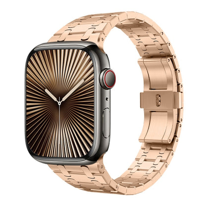 For Apple Watch Series 10 42mm PG94 Dual-link Modified Stainless Steel Watch Band(Rose Gold) by bashfashion