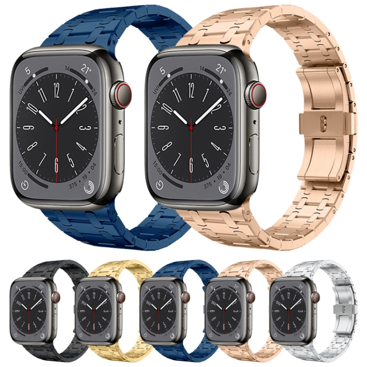 For Apple Watch Series 4 44mm PG94 Dual-link Modified Stainless Steel Watch Band(Blue) by bashfashion