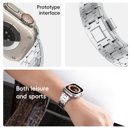 For Apple Watch Series 7 45mm PG94 Dual-link Modified Stainless Steel Watch Band(Black) by bashfashion
