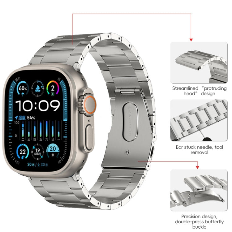 For Apple Watch Ultra 2 49mm PG63 Three-Bead Protrusion Titanium Metal Watch Band(Silver) by bashfashion