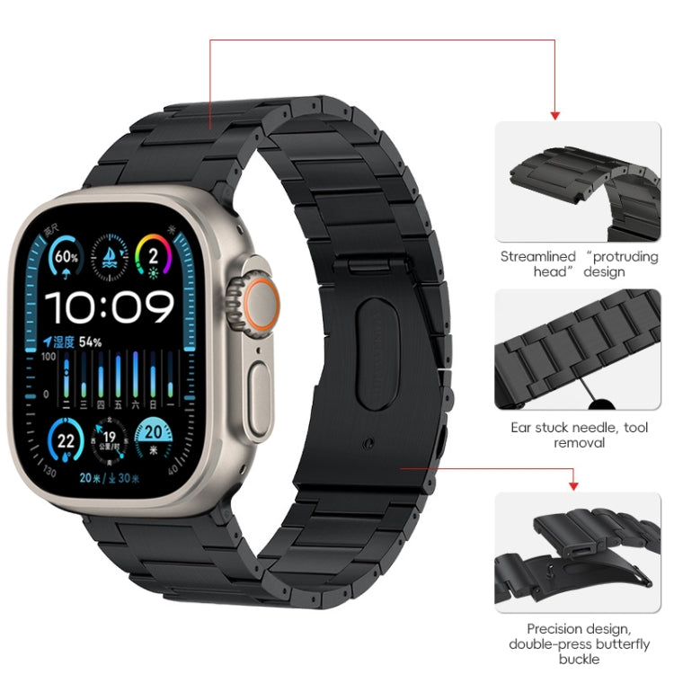 For Apple Watch Ultra 49mm PG63 Three-Bead Protrusion Titanium Metal Watch Band(Graphite Black) by bashfashion