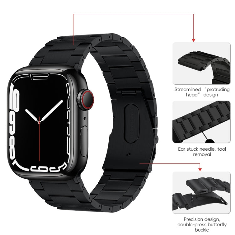 For Apple Watch Series 7 41mm PG63 Three-Bead Protrusion Titanium Metal Watch Band(Black) by bashfashion
