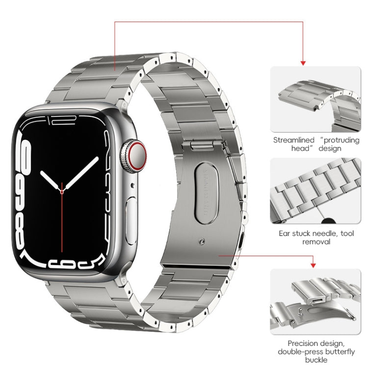 For Apple Watch SE 44mm PG63 Three-Bead Protrusion Titanium Metal Watch Band(Silver) by bashfashion