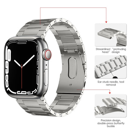 For Apple Watch 42mm PG63 Three-Bead Protrusion Titanium Metal Watch Band(Silver) by bashfashion