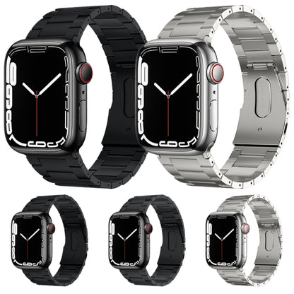 For Apple Watch Series 3 42mm PG63 Three-Bead Protrusion Titanium Metal Watch Band(Graphite Black) by bashfashion