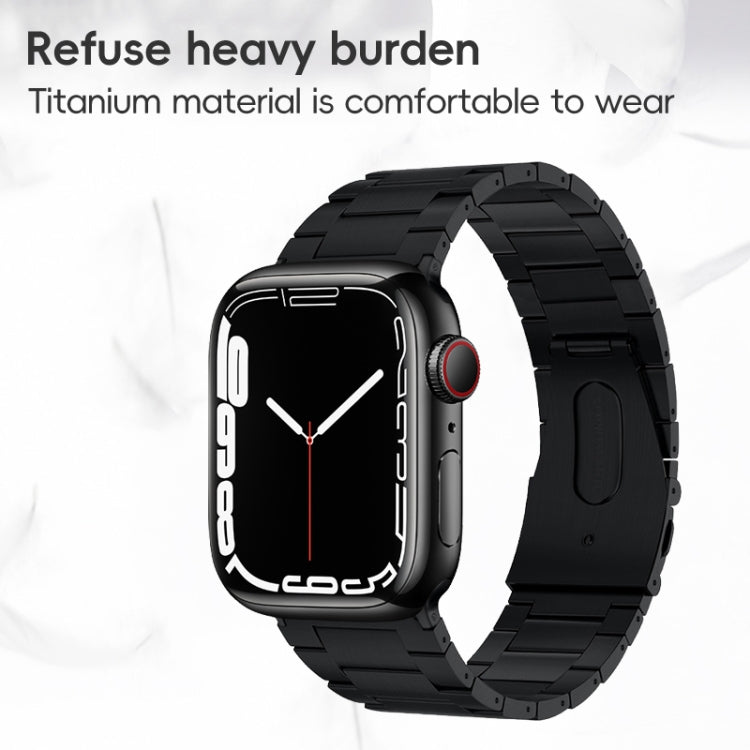 For Apple Watch Series 7 41mm PG63 Three-Bead Protrusion Titanium Metal Watch Band(Black) by bashfashion