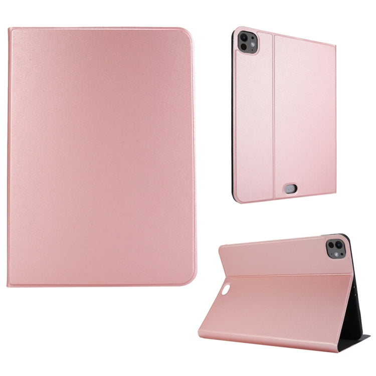 For iPad Pro 13 2025 / 2024 Stretch Voltage Plain Leather Smart Tablet Case(Rose Gold)