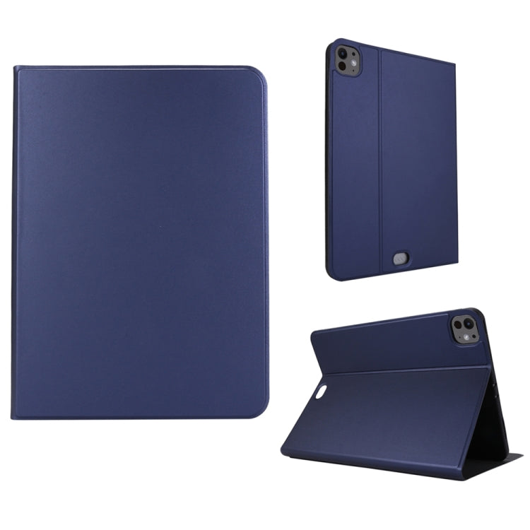 For iPad Pro 11 2025 / 2024 Stretch Voltage Plain Leather Smart Tablet Case(Dark Blue) by bashfashion