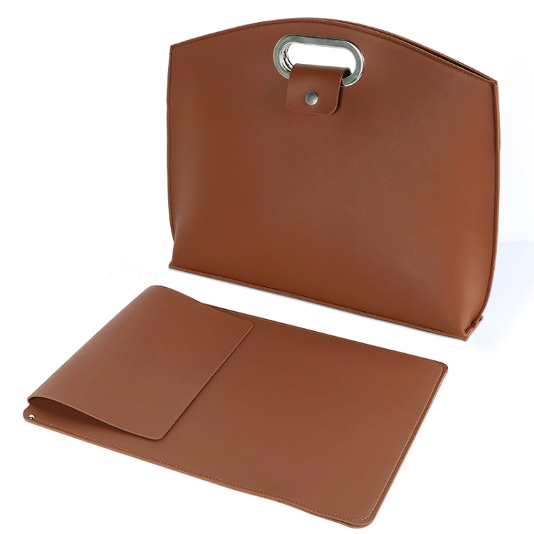 Waterproof PU Laptop Handbag Inner Bag for 12-14 inch Laptop(Brown) by bashfashion