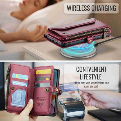 For iPhone 11 CaseMe C36 Card Slots Zipper Wallet RFID Anti-theft Leather Phone Case(Wine Red) by CaseMe