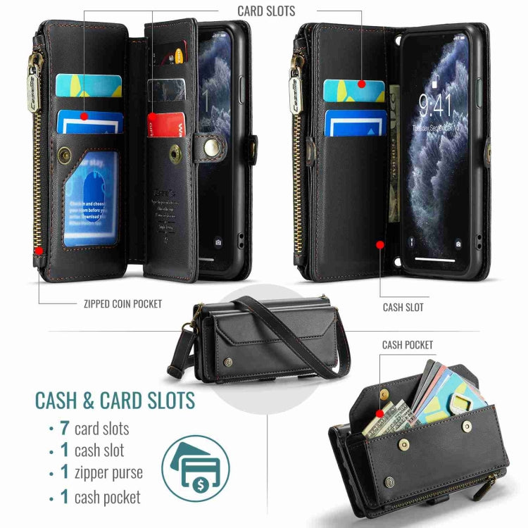 For iPhone 11 Pro CaseMe C36 Card Slots Zipper Wallet RFID Anti-theft Leather Phone Case(Black) by CaseMe