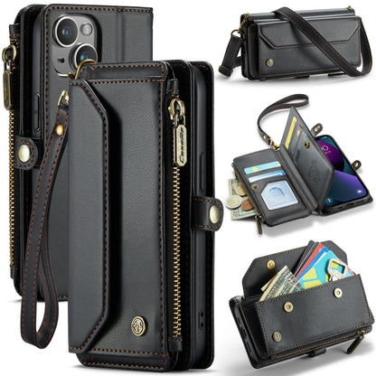 For iPhone 13 mini CaseMe C36 Card Slots Zipper Wallet RFID Anti-theft Leather Phone Case(Black) by CaseMe