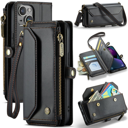 For iPhone 13 mini CaseMe C36 Card Slots Zipper Wallet RFID Anti-theft Leather Phone Case(Black) by CaseMe