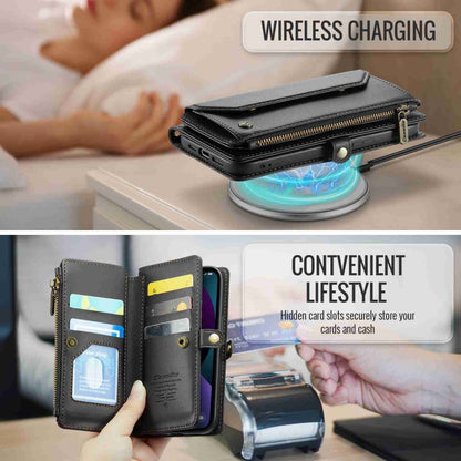 For iPhone 13 mini CaseMe C36 Card Slots Zipper Wallet RFID Anti-theft Leather Phone Case(Black) by CaseMe