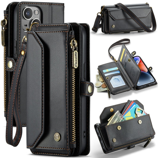 For iPhone 14 CaseMe C36 Card Slots Zipper Wallet RFID Anti-theft Leather Phone Case(Black) by CaseMe