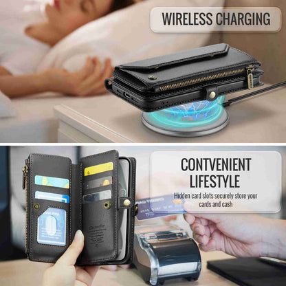 For iPhone 15 CaseMe C36 Card Slots Zipper Wallet RFID Anti-theft Leather Phone Case(Black) by CaseMe