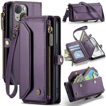 For iPhone 15 CaseMe C36 Card Slots Zipper Wallet RFID Anti-theft Leather Phone Case(Purple) by CaseMe