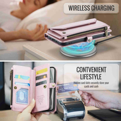 For iPhone 15 CaseMe C36 Card Slots Zipper Wallet RFID Anti-theft Leather Phone Case(Pink) by CaseMe
