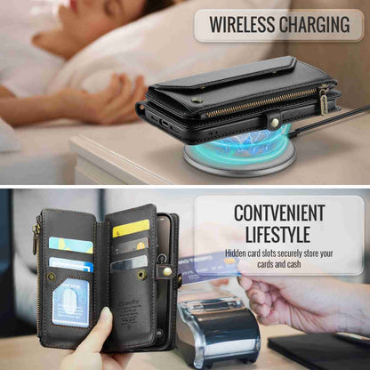 For iPhone 15 Pro Max CaseMe C36 Card Slots Zipper Wallet RFID Anti-theft Leather Phone Case(Black) by CaseMe