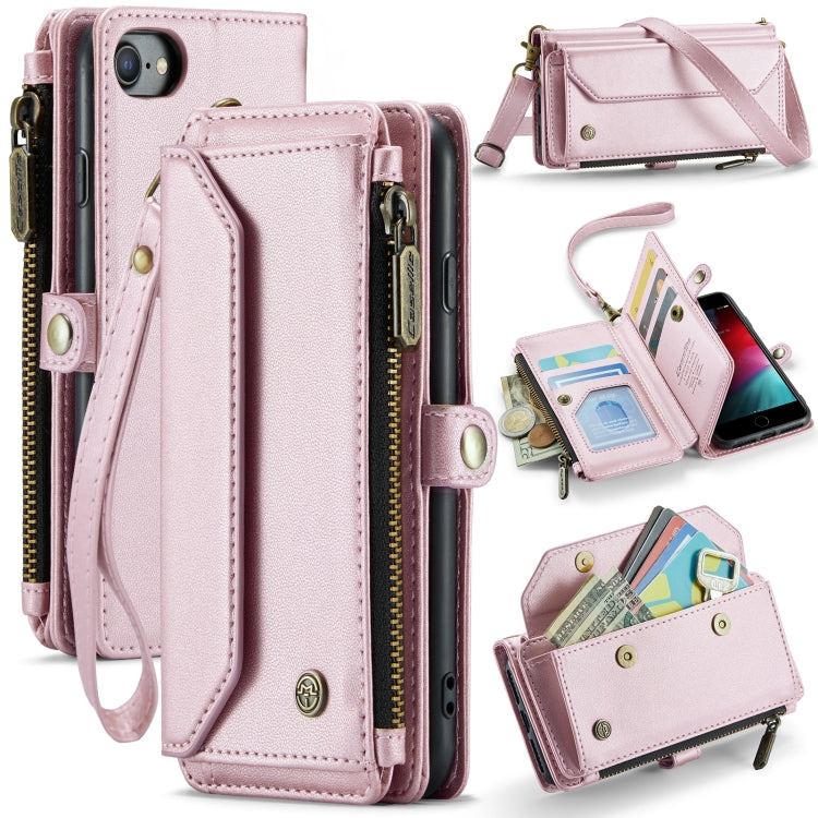 For iPhone 8 / 7 / 6 CaseMe C36 Card Slots Zipper Wallet RFID Anti-theft Leather Phone Case(Pink) by CaseMe