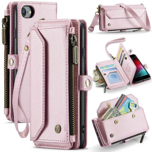 For iPhone 8 / 7 / 6 CaseMe C36 Card Slots Zipper Wallet RFID Anti-theft Leather Phone Case(Pink) by CaseMe