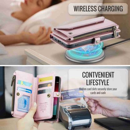 For iPhone 8 / 7 / 6 CaseMe C36 Card Slots Zipper Wallet RFID Anti-theft Leather Phone Case(Pink) by CaseMe
