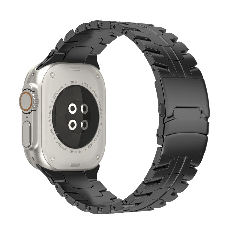 For Apple Watch Ultra 2 49mm Double Lock Buckle Turtle Titanium Steel Watch Band(Black) by bashfashion