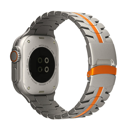 For Apple Watch Ultra 2 49mm Double Lock Buckle Turtle Titanium Steel Watch Band(Titanium Orange) by bashfashion