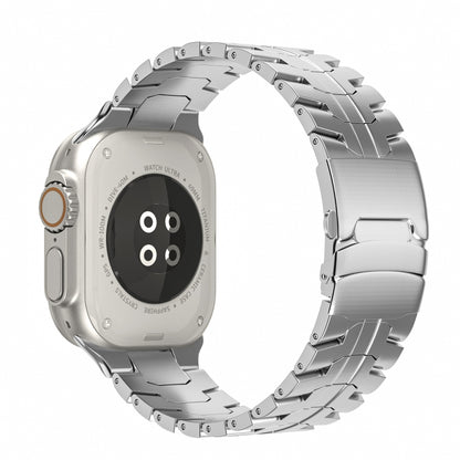 For Apple Watch Ultra 2 49mm Double Lock Buckle Turtle Titanium Steel Watch Band(Silver) by bashfashion