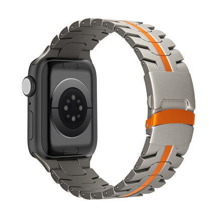 For Apple Watch Series 9 45mm Double Lock Buckle Turtle Titanium Steel Watch Band(Titanium Orange) by bashfashion