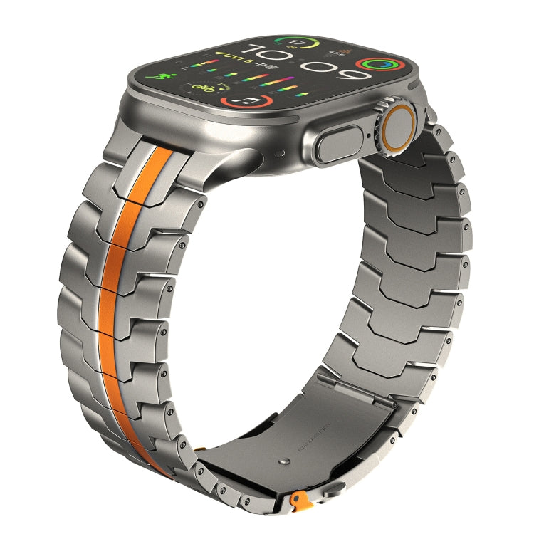 For Apple Watch Series 7 41mm Double Lock Buckle Turtle Titanium Steel Watch Band(Titanium Orange) by bashfashion