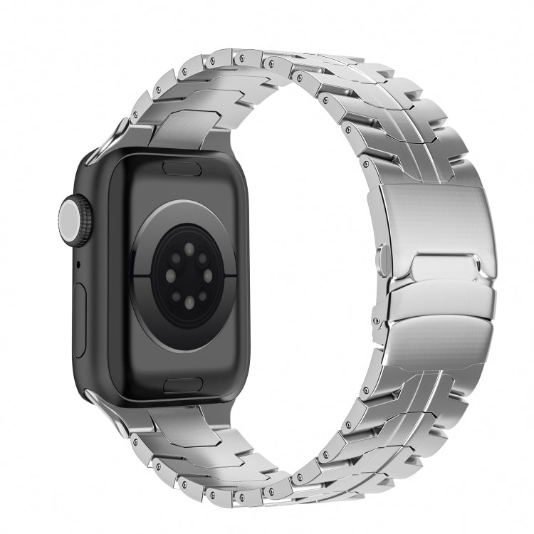 For Apple Watch Series 4 44mm Double Lock Buckle Turtle Titanium Steel Watch Band(Silver) by bashfashion