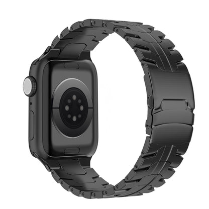 For Apple Watch Series 3 38mm Double Lock Buckle Turtle Titanium Steel Watch Band(Black) by bashfashion