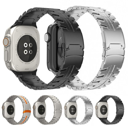 For Apple Watch Ultra 2 49mm Double Lock Buckle Turtle Titanium Steel Watch Band(Silver) by bashfashion