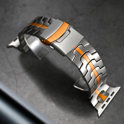 For Apple Watch Series 9 41mm Double Lock Buckle Turtle Titanium Steel Watch Band(Silver) by bashfashion