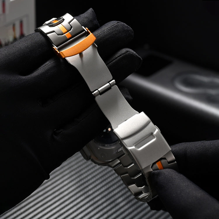 For Apple Watch Ultra 49mm Double Lock Buckle Turtle Titanium Steel Watch Band(Black) by bashfashion